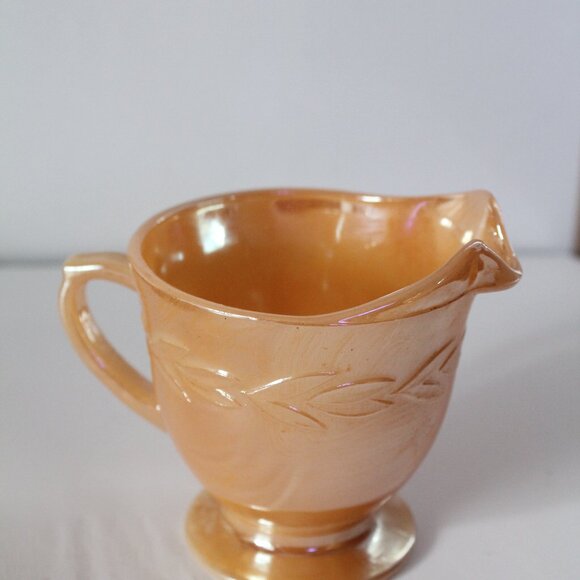 Vintage Fire King Peach Lustre Creamer & Sugar Bowl - Picture 2 of 8